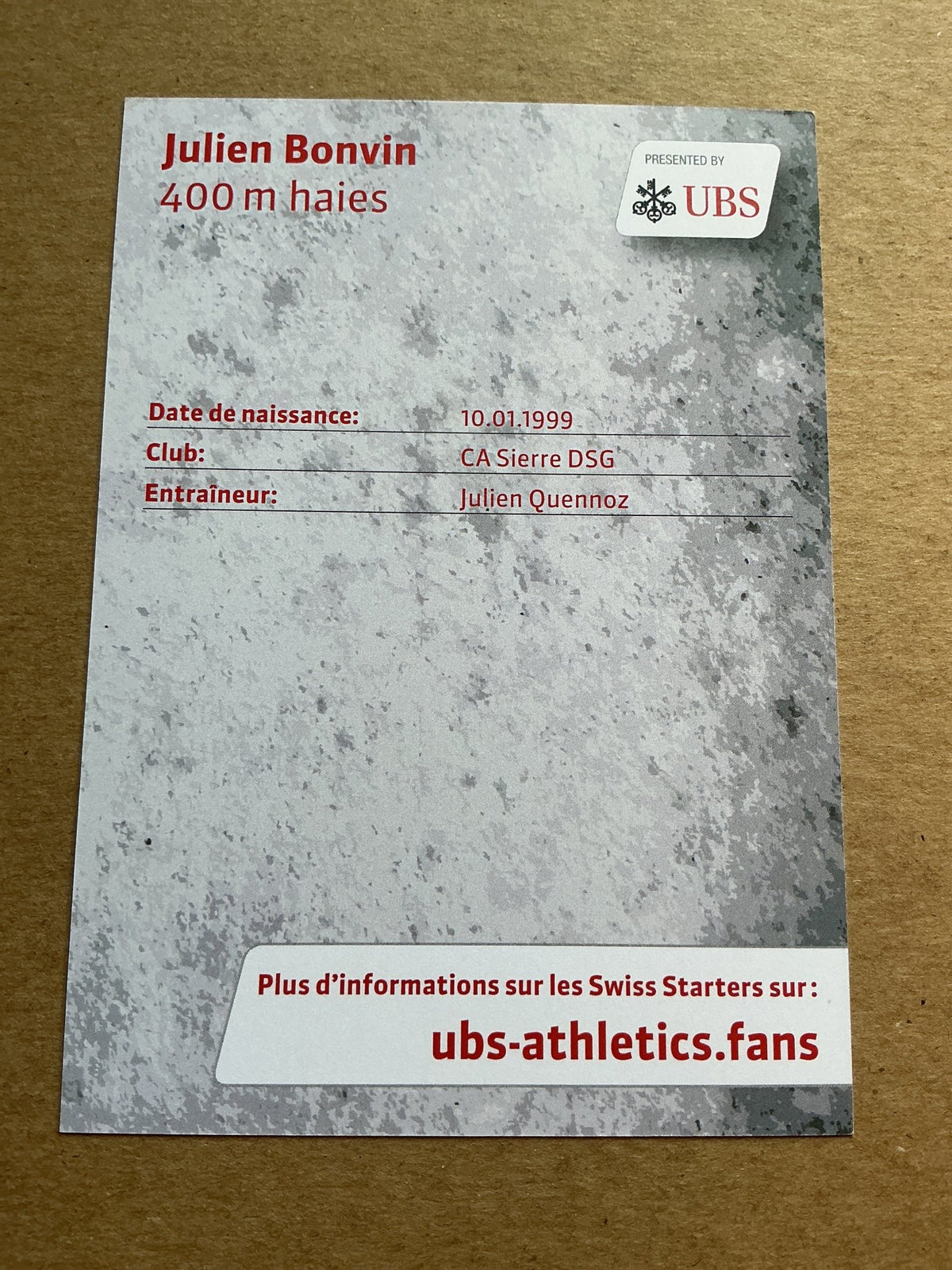 Julien Bonvin, Switzerland 🇨🇭 Athletics Summer Olympics 2024 hand signed - Autographs-World