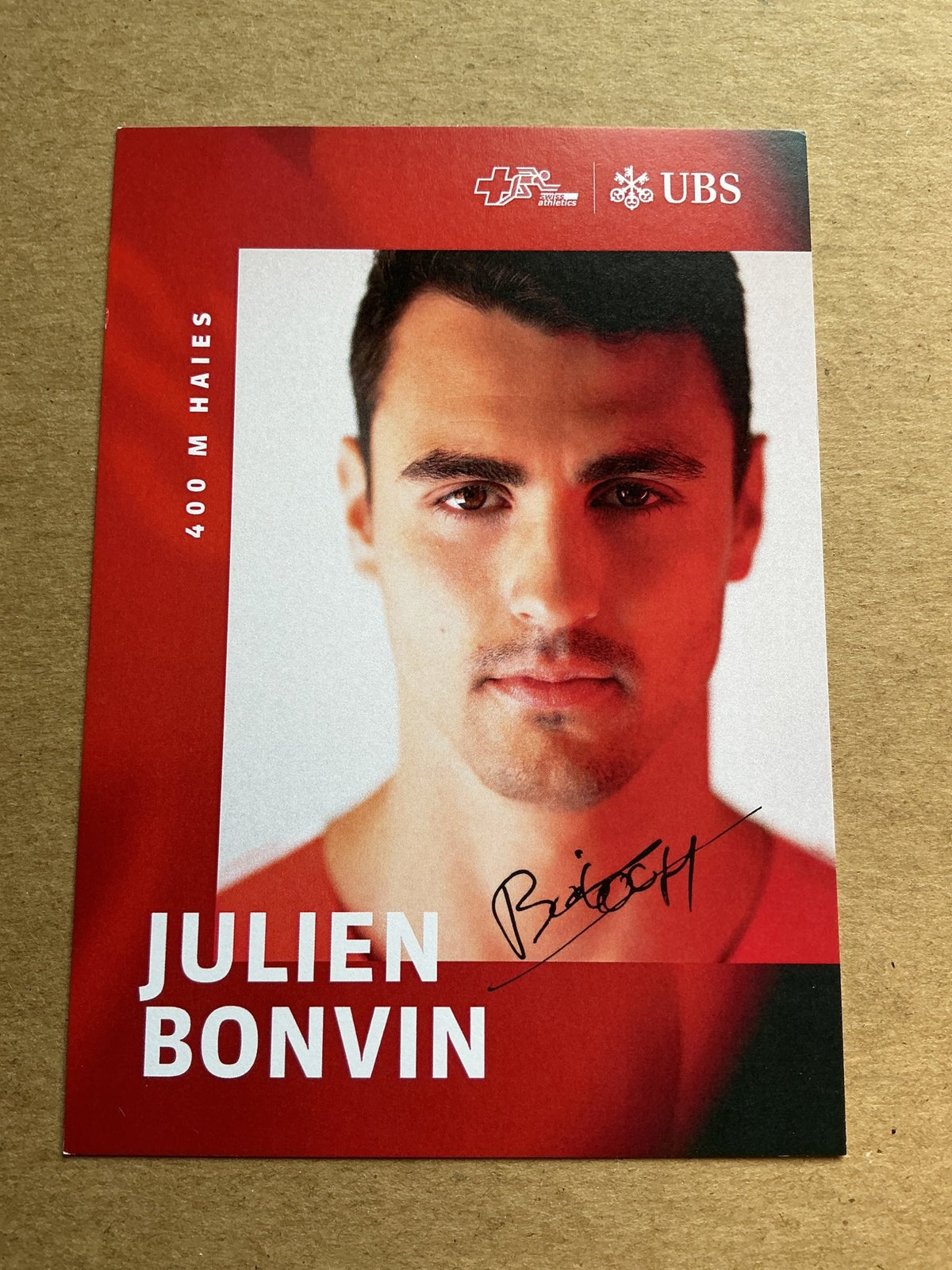 Julien Bonvin, Switzerland 🇨🇭 Athletics Summer Olympics 2024 hand signed - Autographs-World