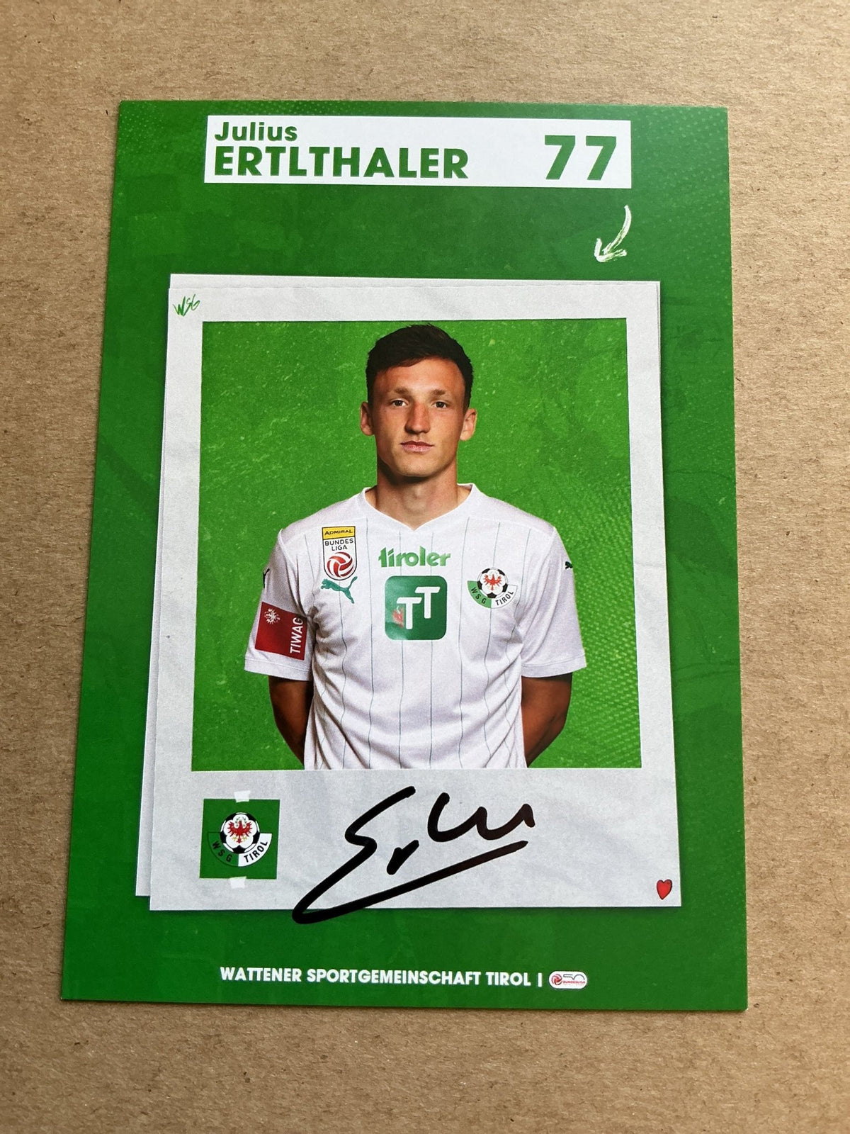 Julius Erlthaler, Austria 🇦🇹 WSG Tirol 2023/24 hand signed - Autographs-World