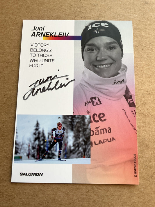 Juni Arnekleiv, Norway 🇳🇴 Biathlon Winter 2023/24 hand signed - Autographs-World