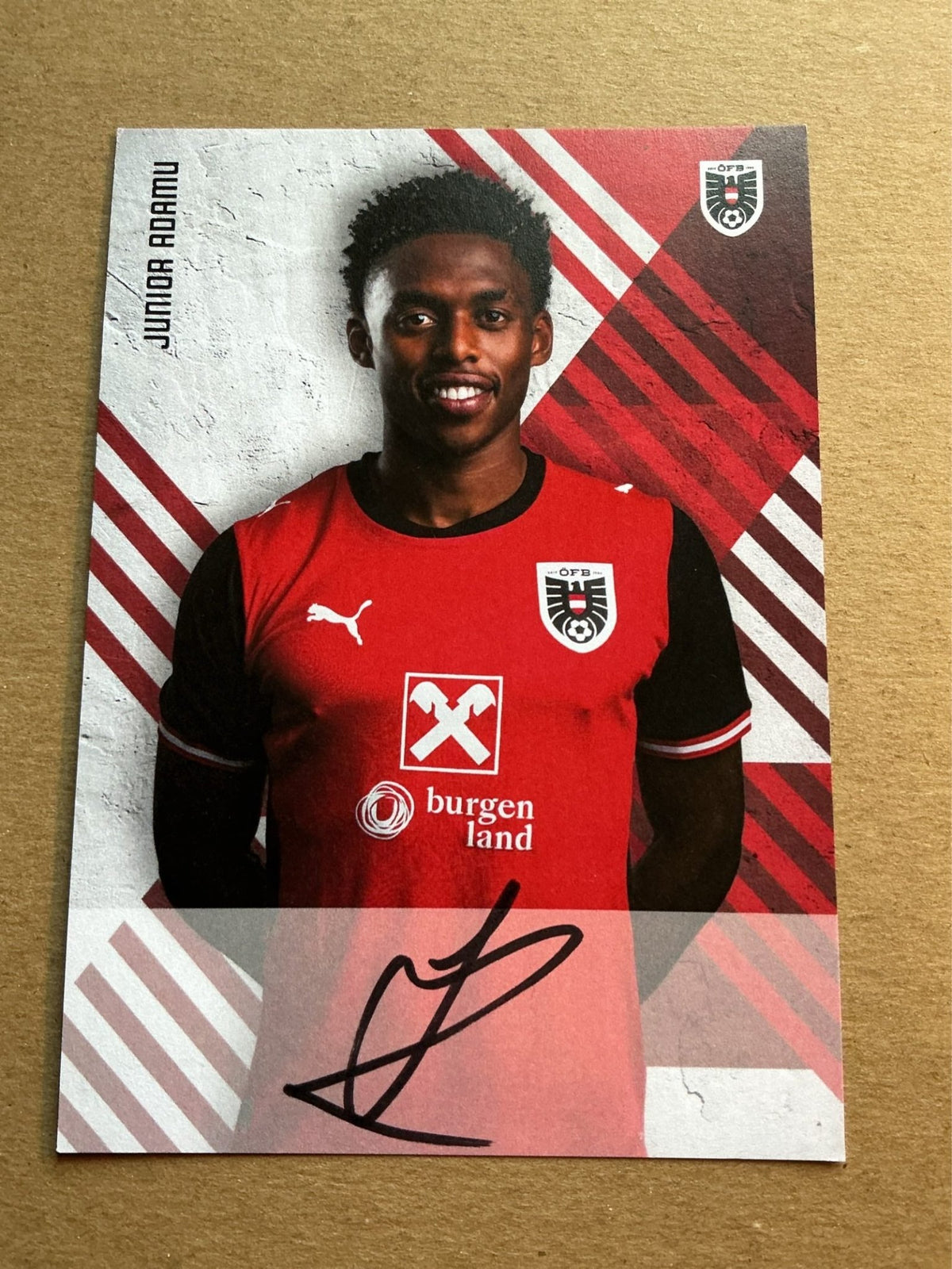 Junior Adamu, Austria 🇦🇹 FIFA World Cup 2026 hand signed - Autographs-World