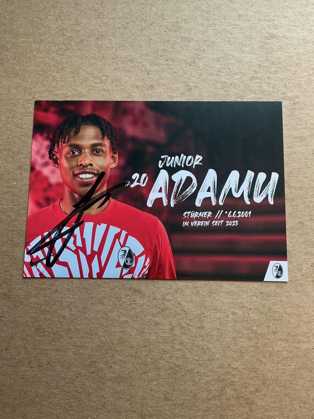 Junior Adamu, Austria 🇦🇹 SC Freiburg 2023/24 hand signed - Autographs-World