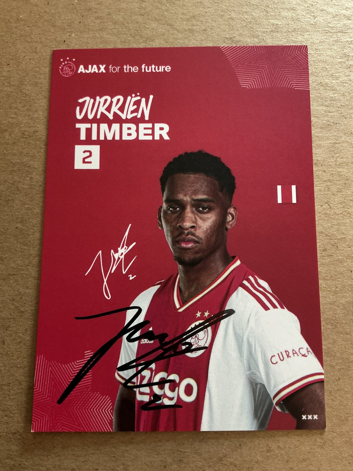 Jurrien Timber, Netherlands 🇳🇱 Ajax Amsterdam 2022/23 hand signed - Autographs-World