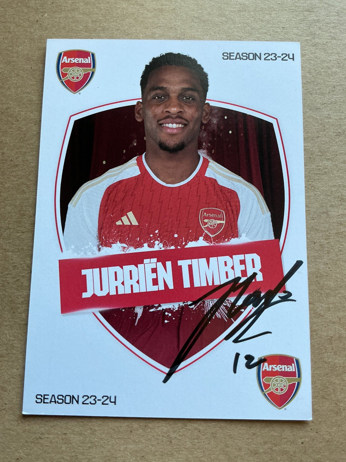 Jurrien Timber, Netherlands 🇳🇱 Arsenal FC 2023/24 hand signed - Autographs-World