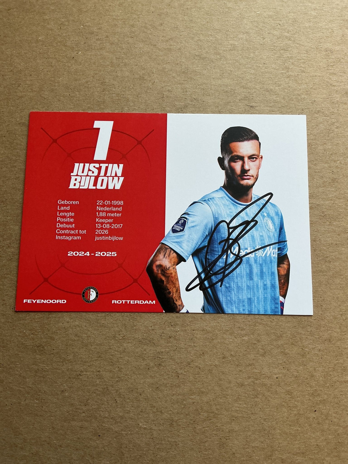 Justin Bijlow, Netherlands 🇳🇱 Feyenoord Rotterdam 2024/25 hand signed - Autographs-World