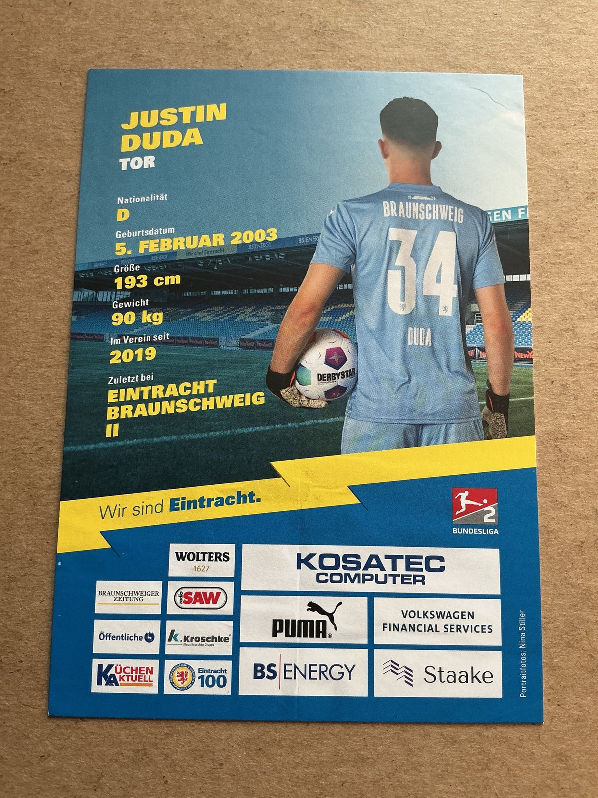Justin Duda, Germany 🇩🇪 Eintracht Braunschweig 2023/24 hand signed - Autographs-World