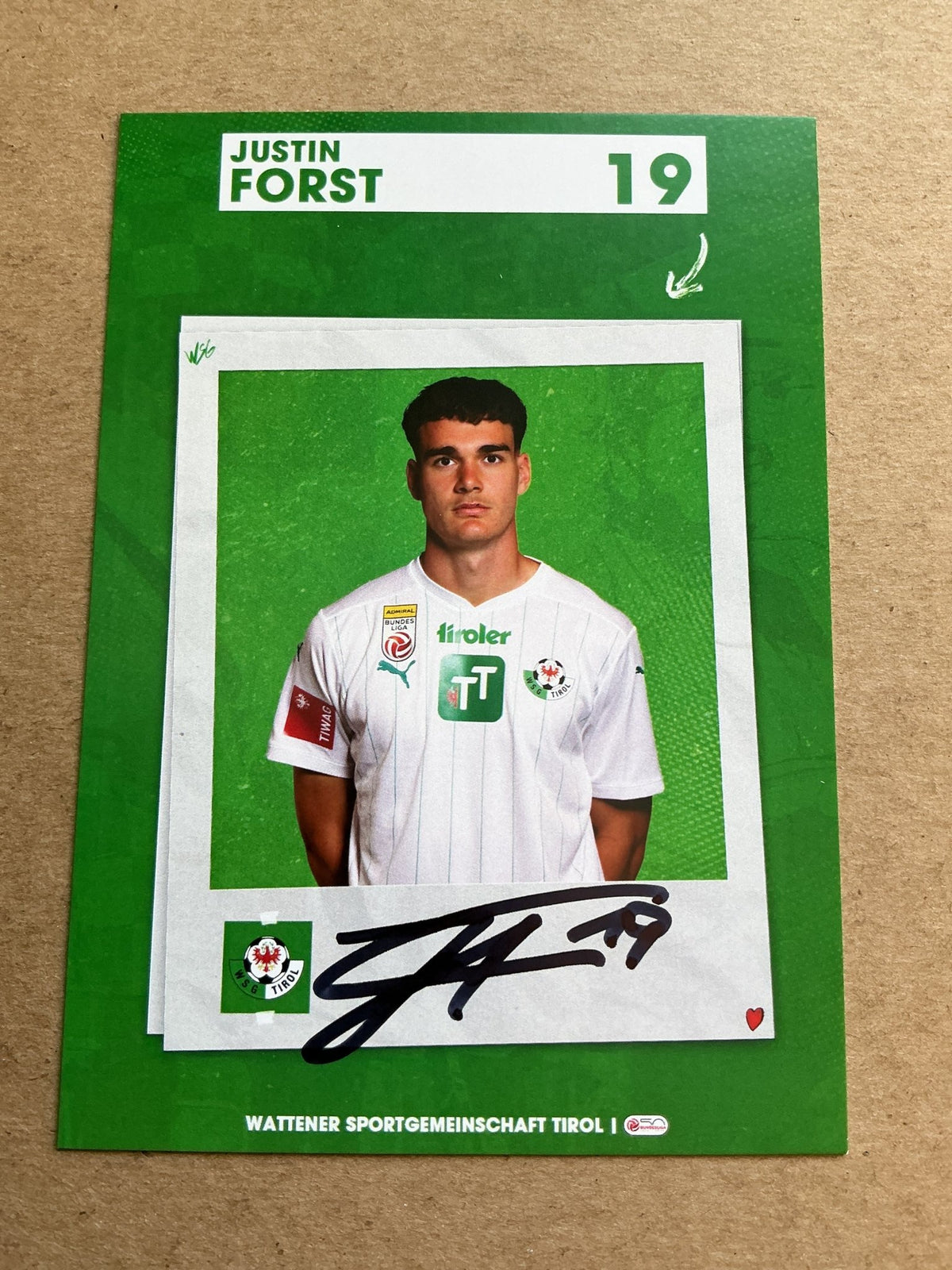 Justin Forst, Austria 🇦🇹 WSG Tirol 2023/24 hand signed - Autographs-World