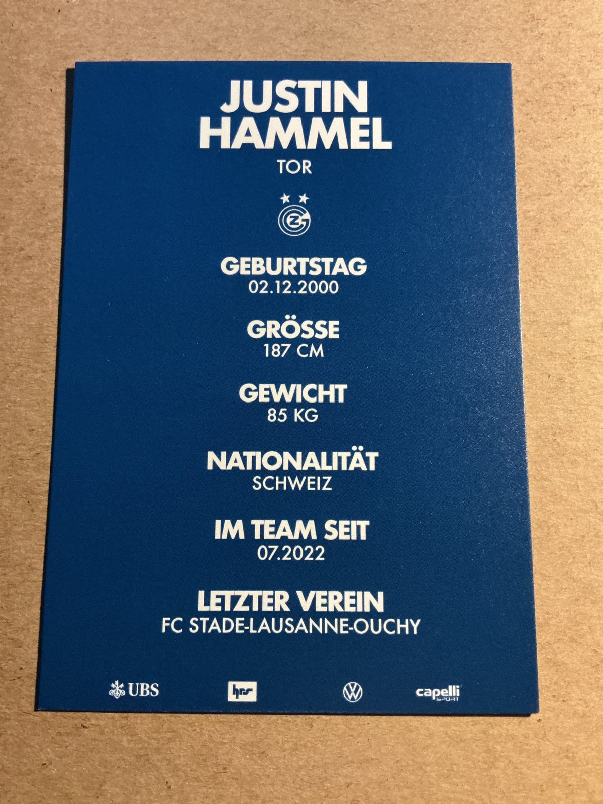 Justin Hammel, Switzerland 🇨🇭 Grasshopper Zürich 2024/25 hand signed - Autographs-World