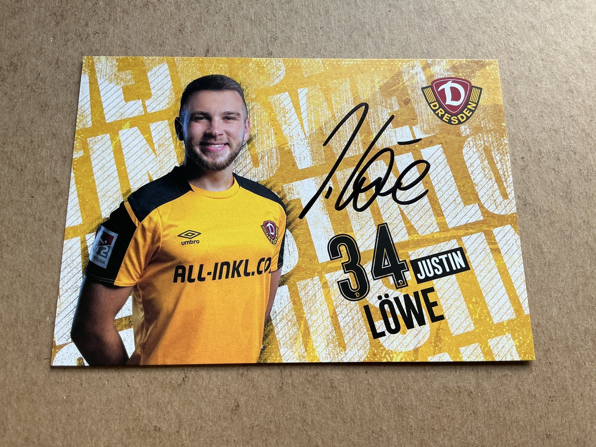 Justin Löwe, Germany 🇩🇪 Dynamo Dresden 2021/22 hand signed - Autographs-World