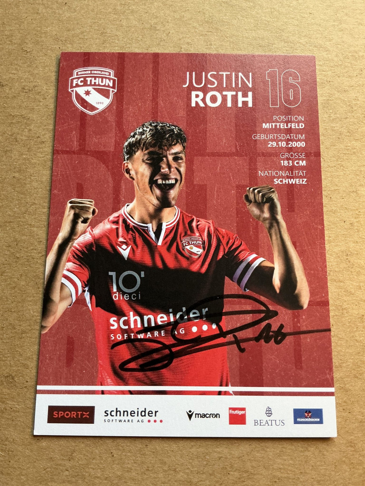 Justin Roth, Switzerland 🇨🇭 FC Thun 2023/24 hand signed - Autographs-World