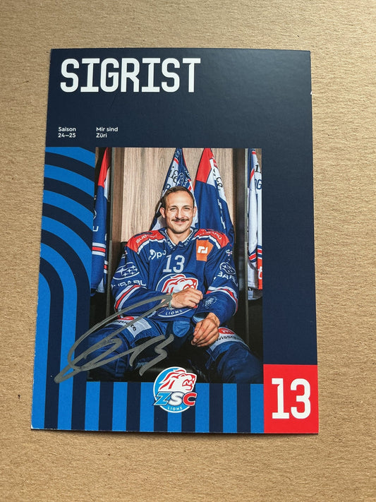 Justin Sigrist, Switzerland 🇨🇭 ZSC Lions 2024/25 hand signed - Autographs-World