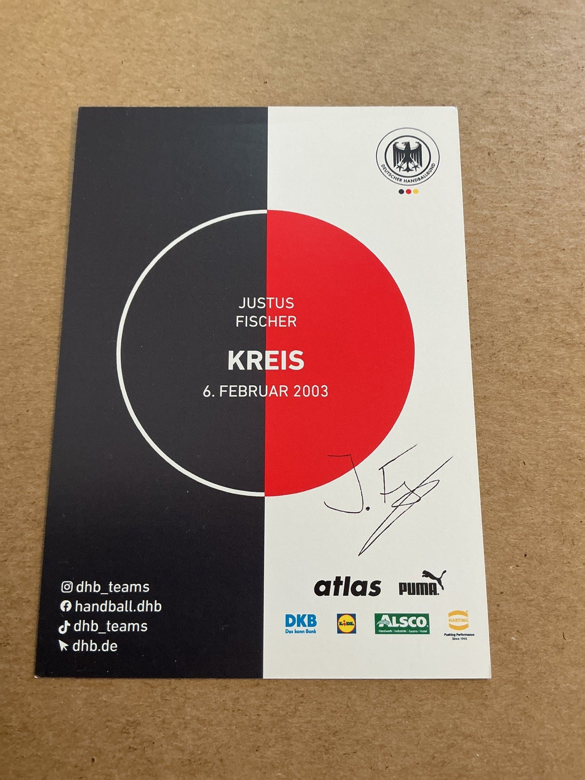 Justus Fischer, Germany 🇩🇪 Handball Sports 2025 hand signed - Autographs-World