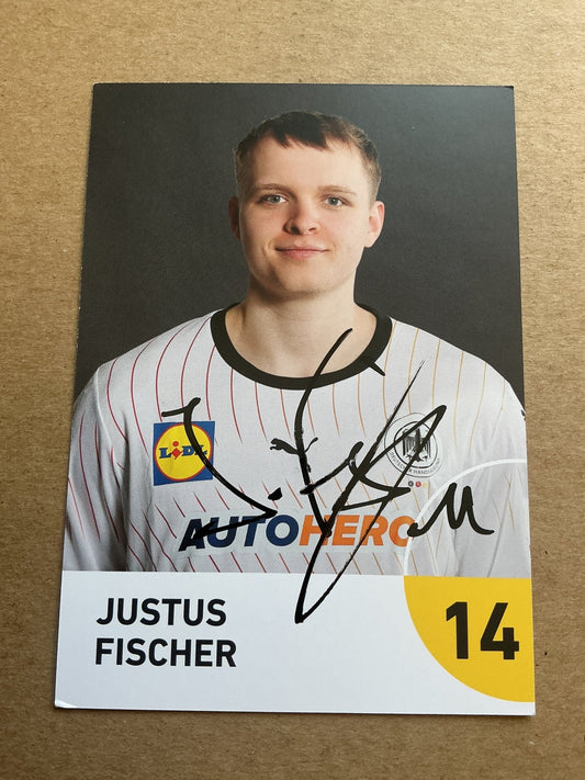 Justus Fischer, Germany 🇩🇪 Handball Summer Olympics 2024 hand signed - Autographs-World