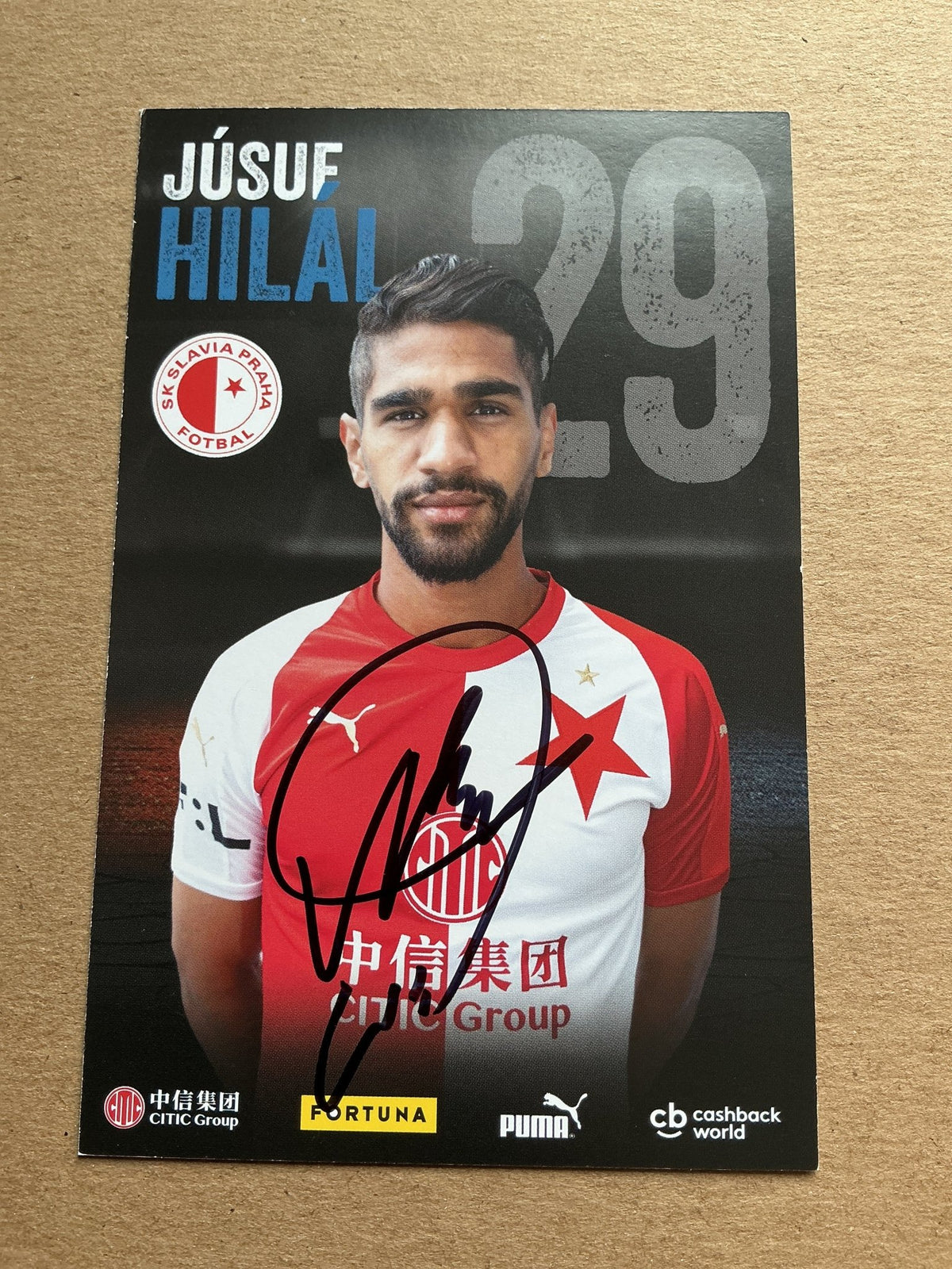 Júsuf Hilál, Bahrain 🇧🇭 SK Slavia Prague 2019/20 hand signed - Autographs-World