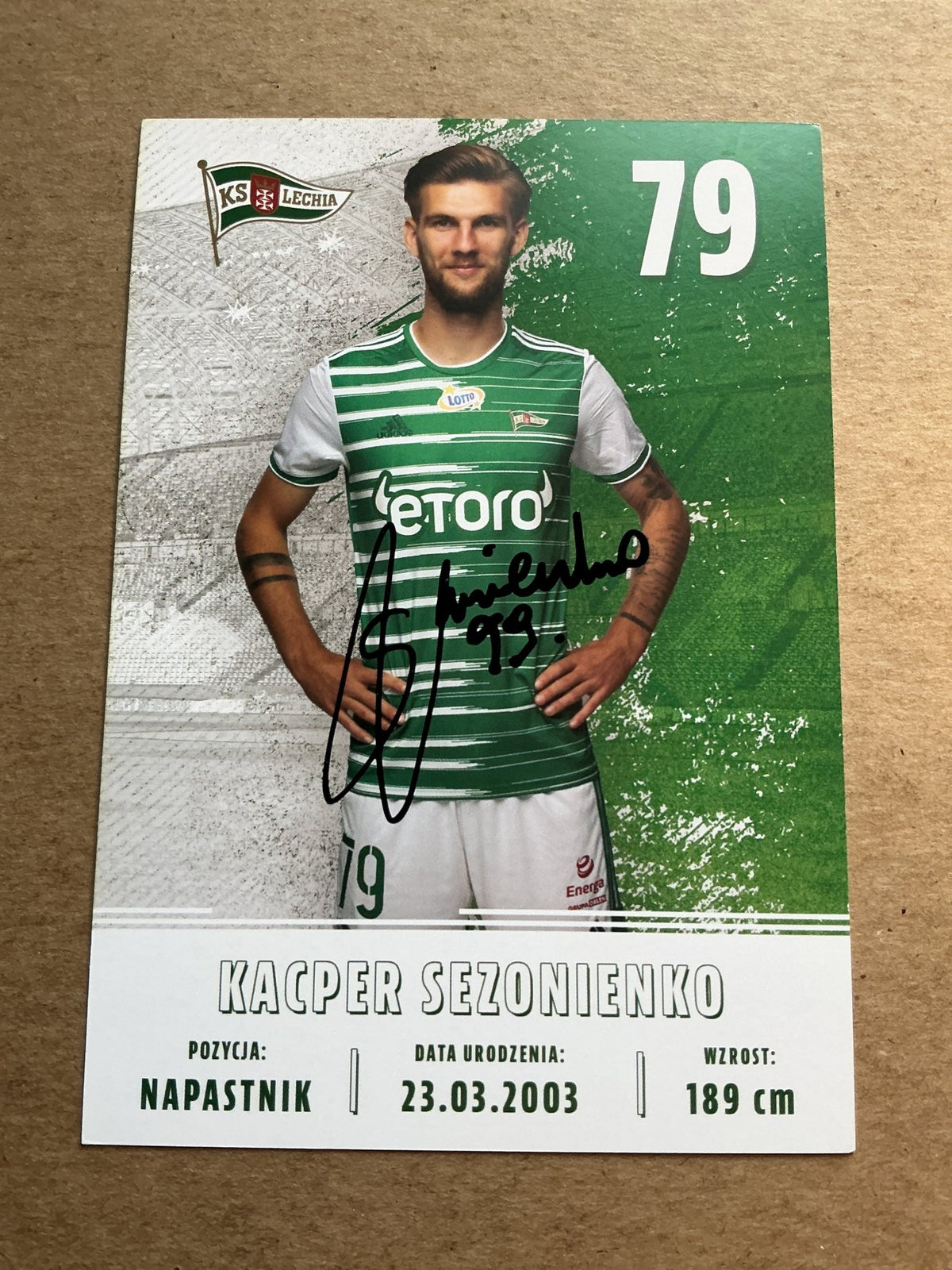 Kacper Sezonienko, Poland 🇵🇱 Lechia Gdansk 2022/23 hand signed - Autographs-World