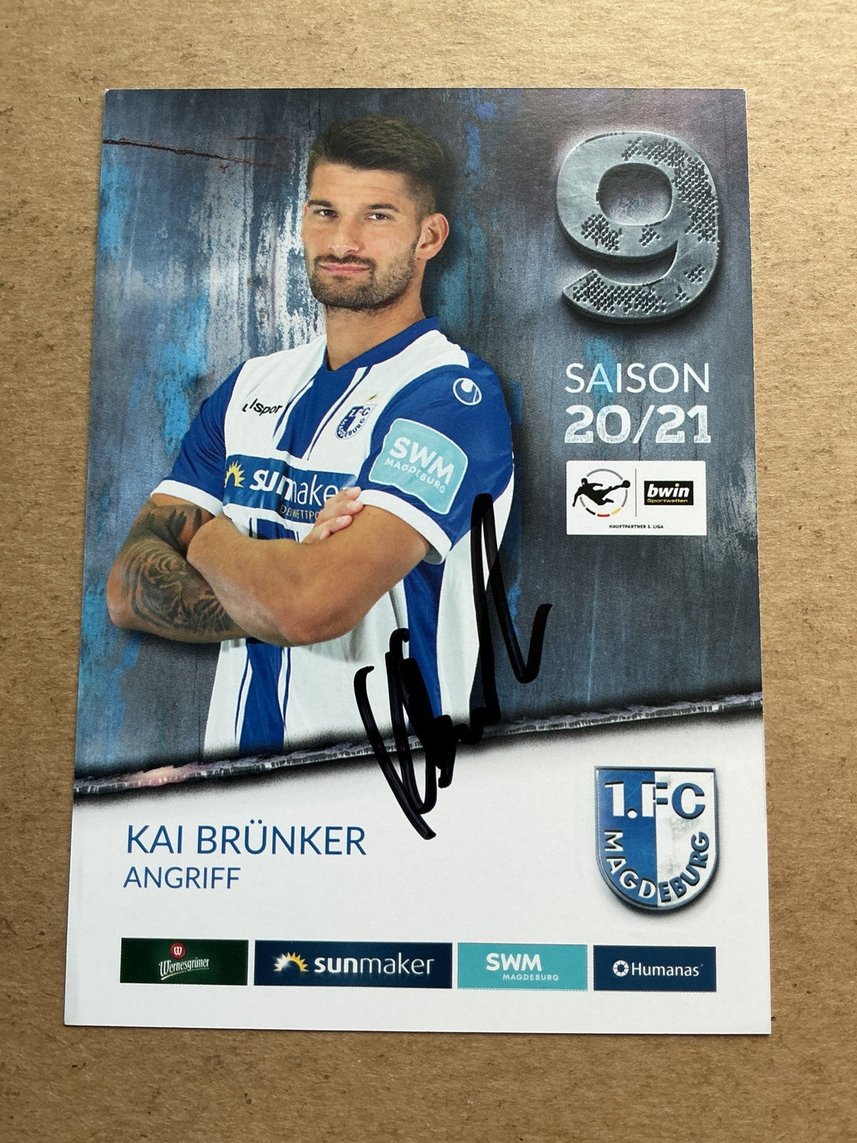 Kai Brünker, Germany 🇩🇪 1.FC Magdeburg 2020/21 hand signed - Autographs-World