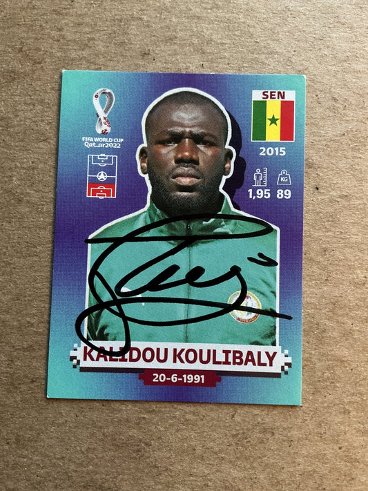 Kalidou Koulibaly, Senegal 🇸🇳 FIFA World Cup 2022 Panini hand signed - Autographs-World