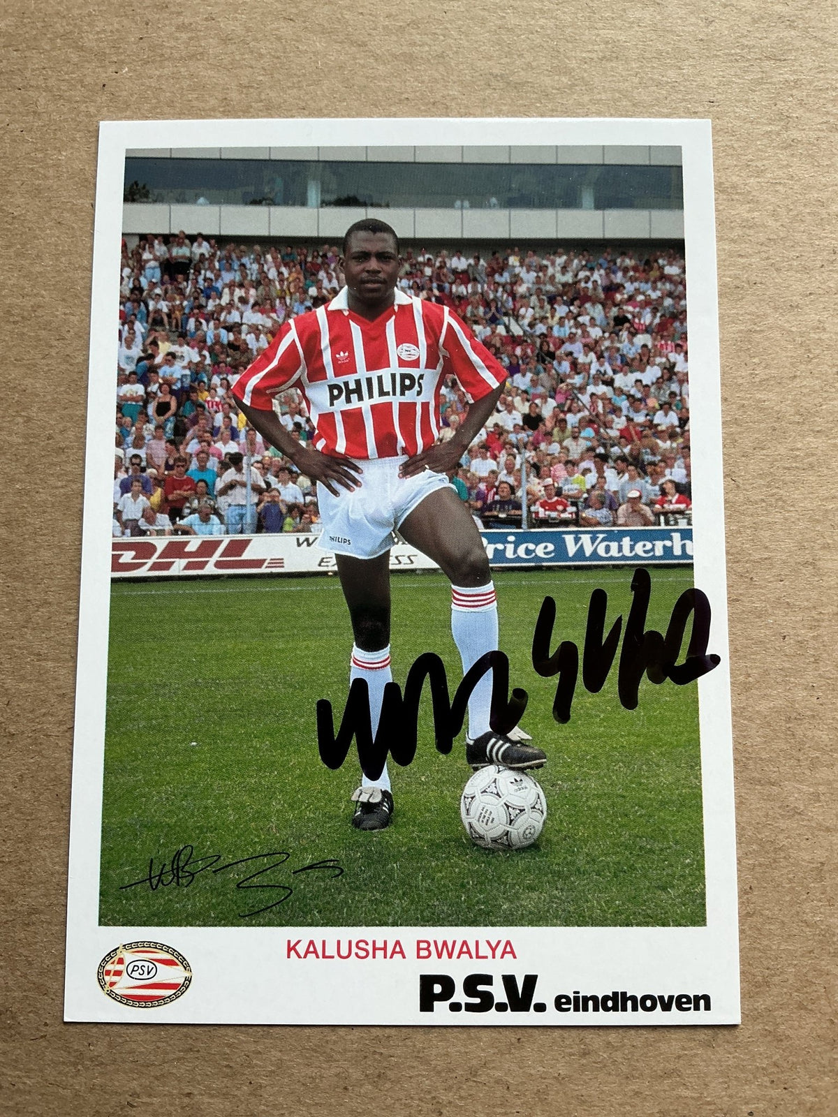 Kalusha Bwalya, Zambia 🇿🇲 PSV Eindhoven 1992/93 hand signed - Autographs-World