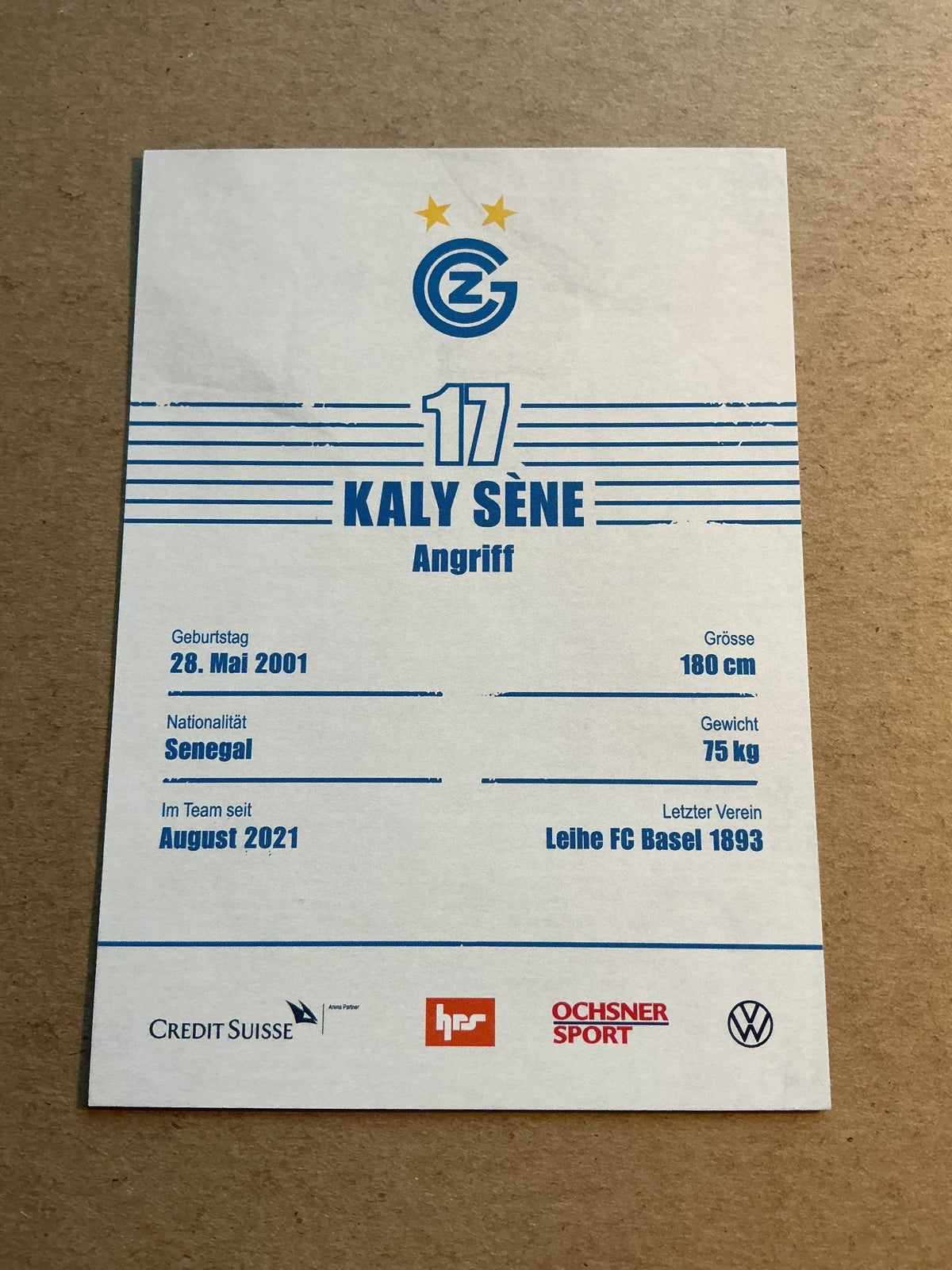 Kaly Sène, Senegal 🇸🇳 Grasshopper Club Zürich 2021/22 hand signed - Autographs-World