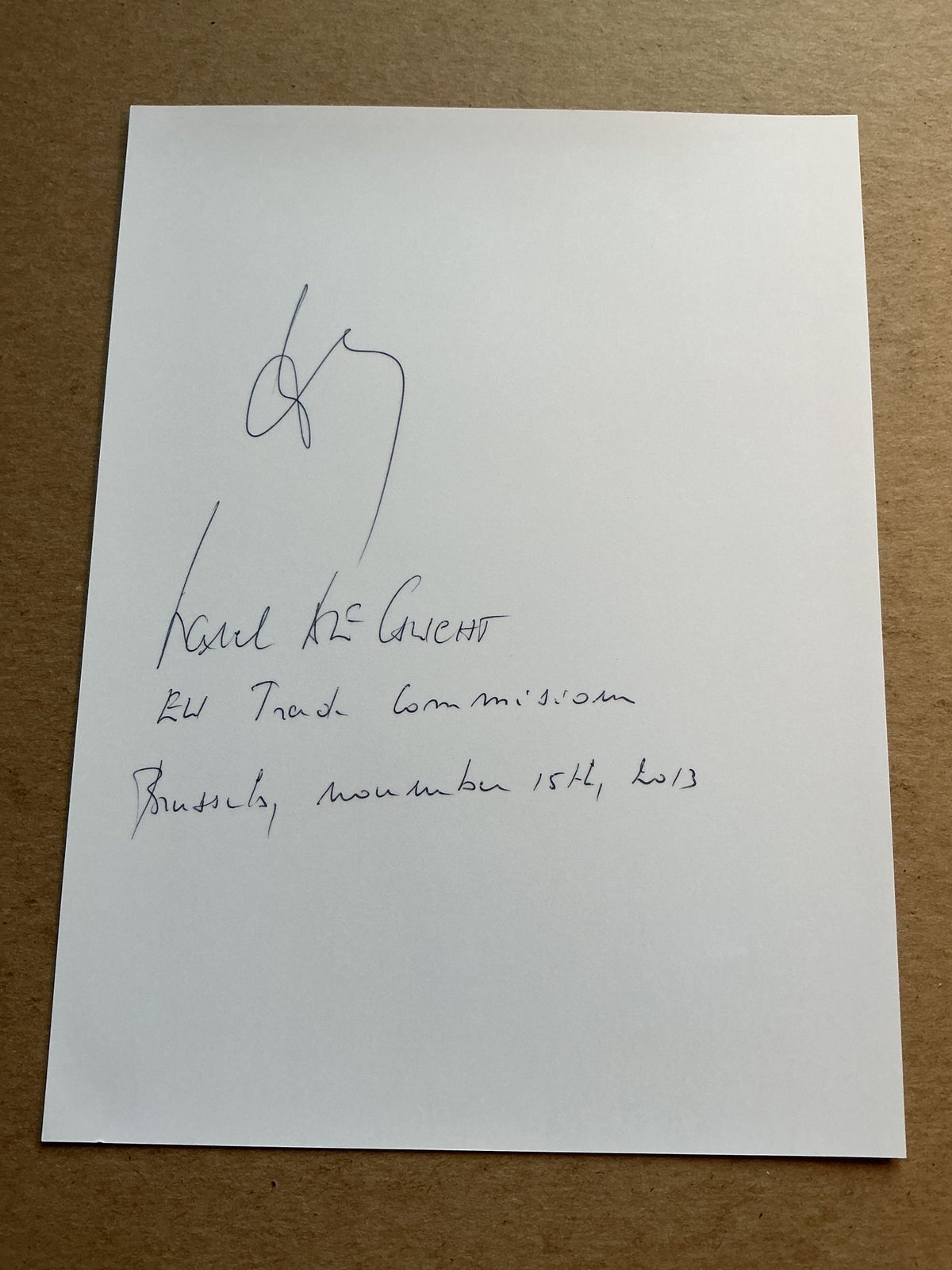 Karel de Gucht, Belgium 🇧🇪 Foreign Minister Politics hand signed - Autographs-World