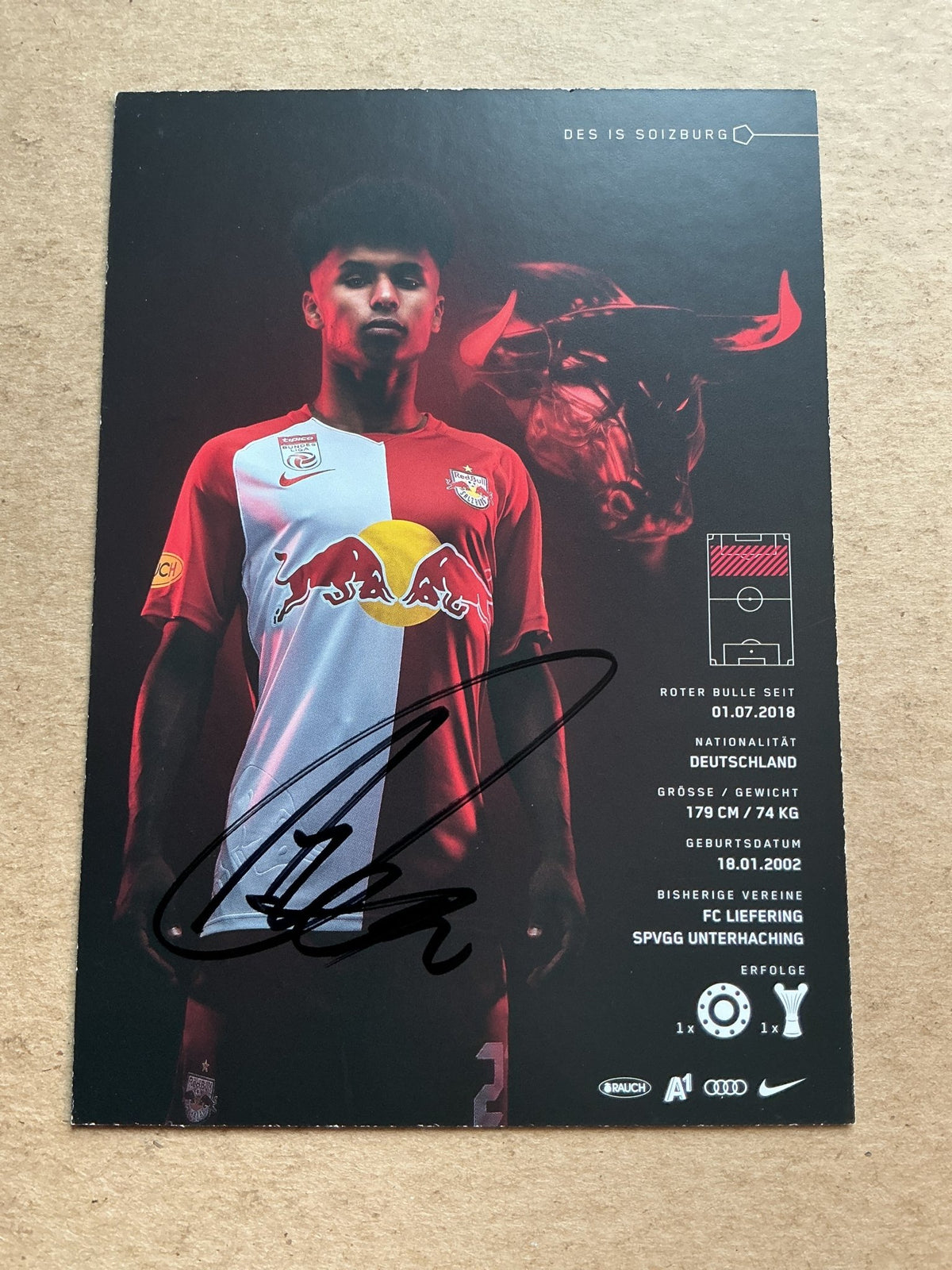 Karim Adeyemi, Germany 🇩🇪 Red Bull Salzburg 2020/21 hand signed - Autographs-World