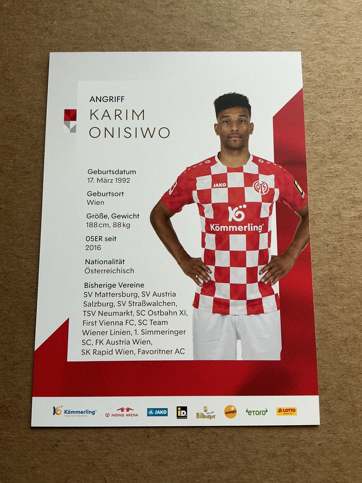 Karim Onisiwo, Austria 🇦🇹 FSV Mainz 05 2023/24 hand signed - Autographs-World