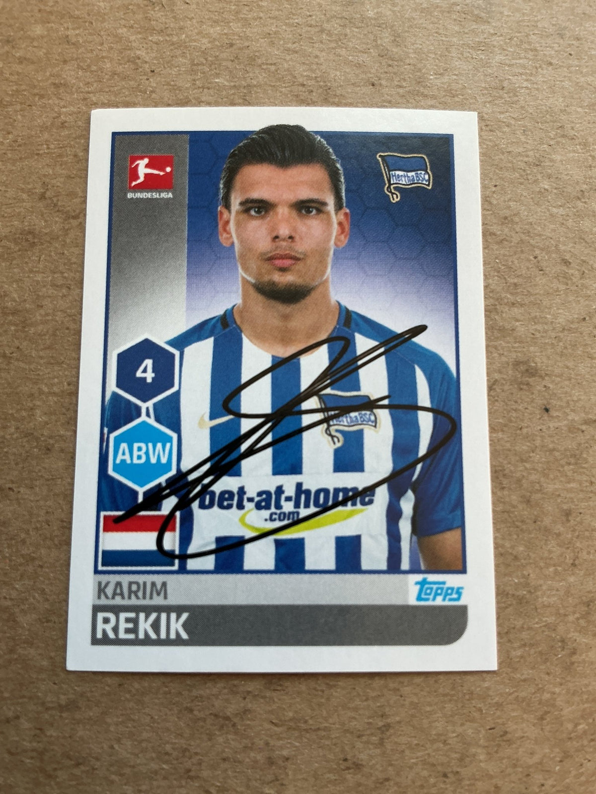 Karim Rekik, Netherlands 🇳🇱 Hertha BSC Berlin 2017/18 Topps hand signed - Autographs-World