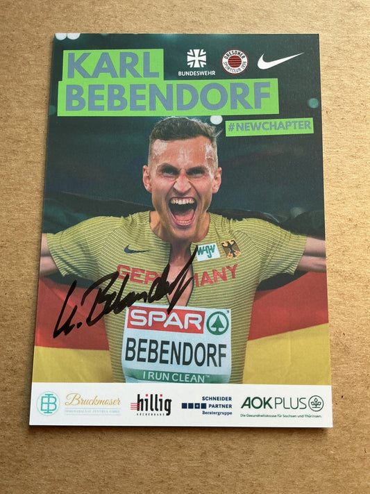 Karl Bebendorf, Germany 🇩🇪 Athletics Summer Olympics 2024 hand signed - Autographs-World
