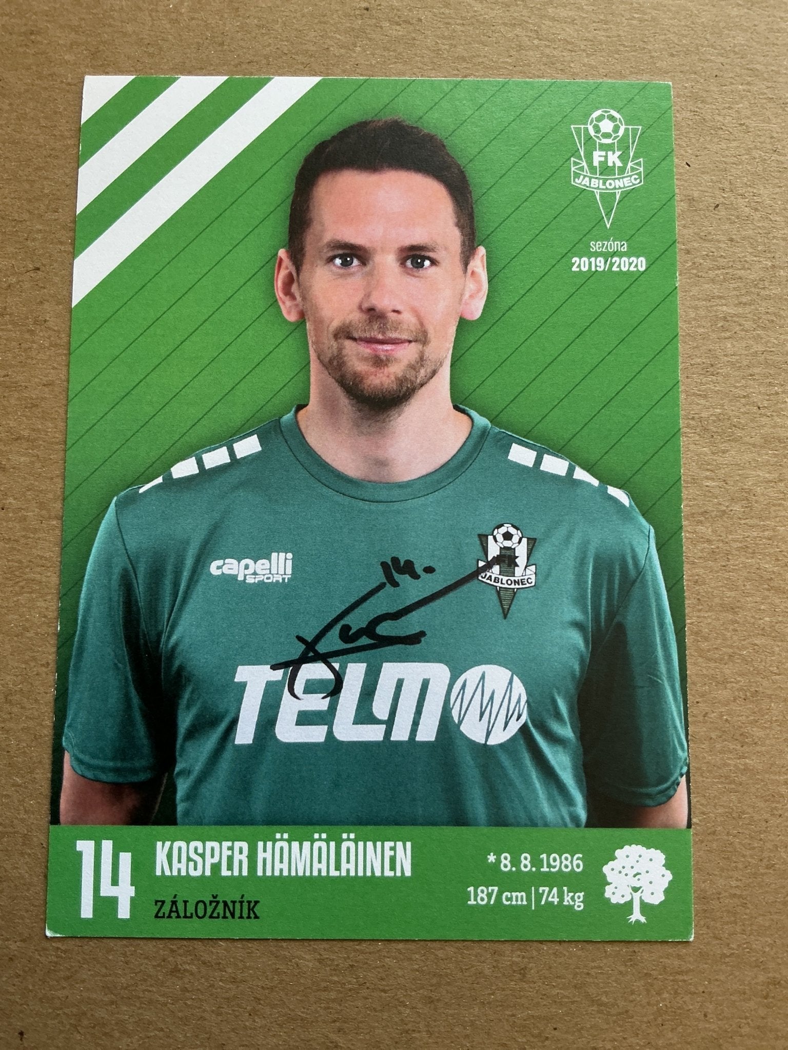 Kasper Hämäläinen, Finland 🇫🇮 FK Jablonec 2019/20 hand signed - Autographs-World