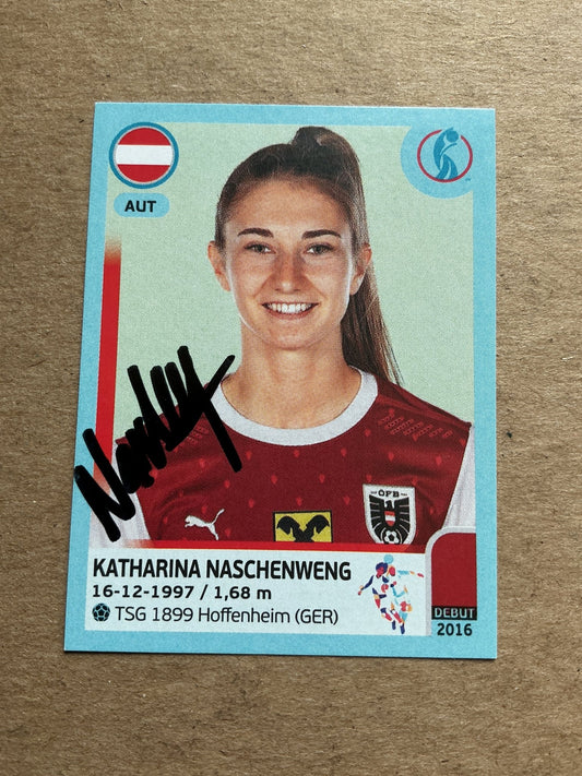 Katharina Naschenweng, Austria 🇦🇹 UEFA Women’s Euro Cup 2022 Panini hand signed - Autographs-World