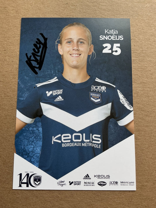 Katja Snoeijs, Netherlands 🇳🇱 Girondins Bordeaux 2021/22 hand signed - Autographs-World