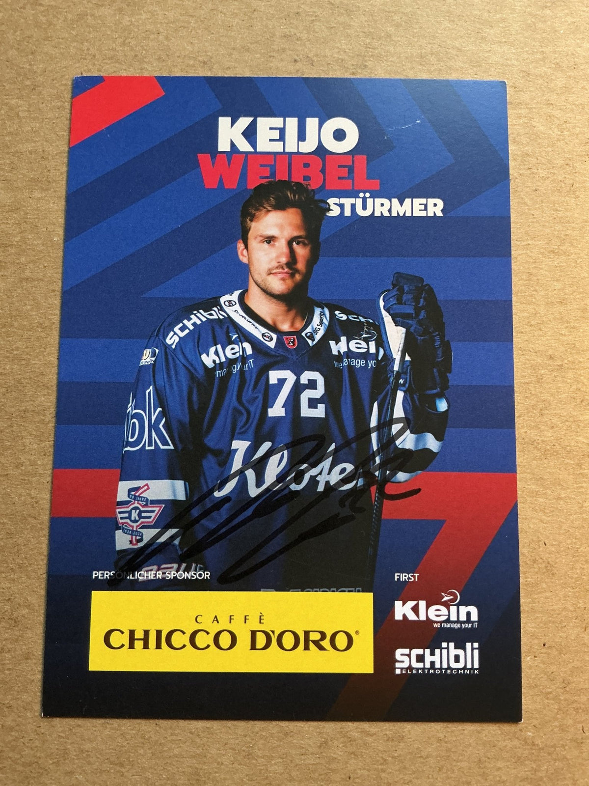 Keijo Weibel, Switzerland 🇨🇭 EHC Kloten 2024/25 hand signed - Autographs-World