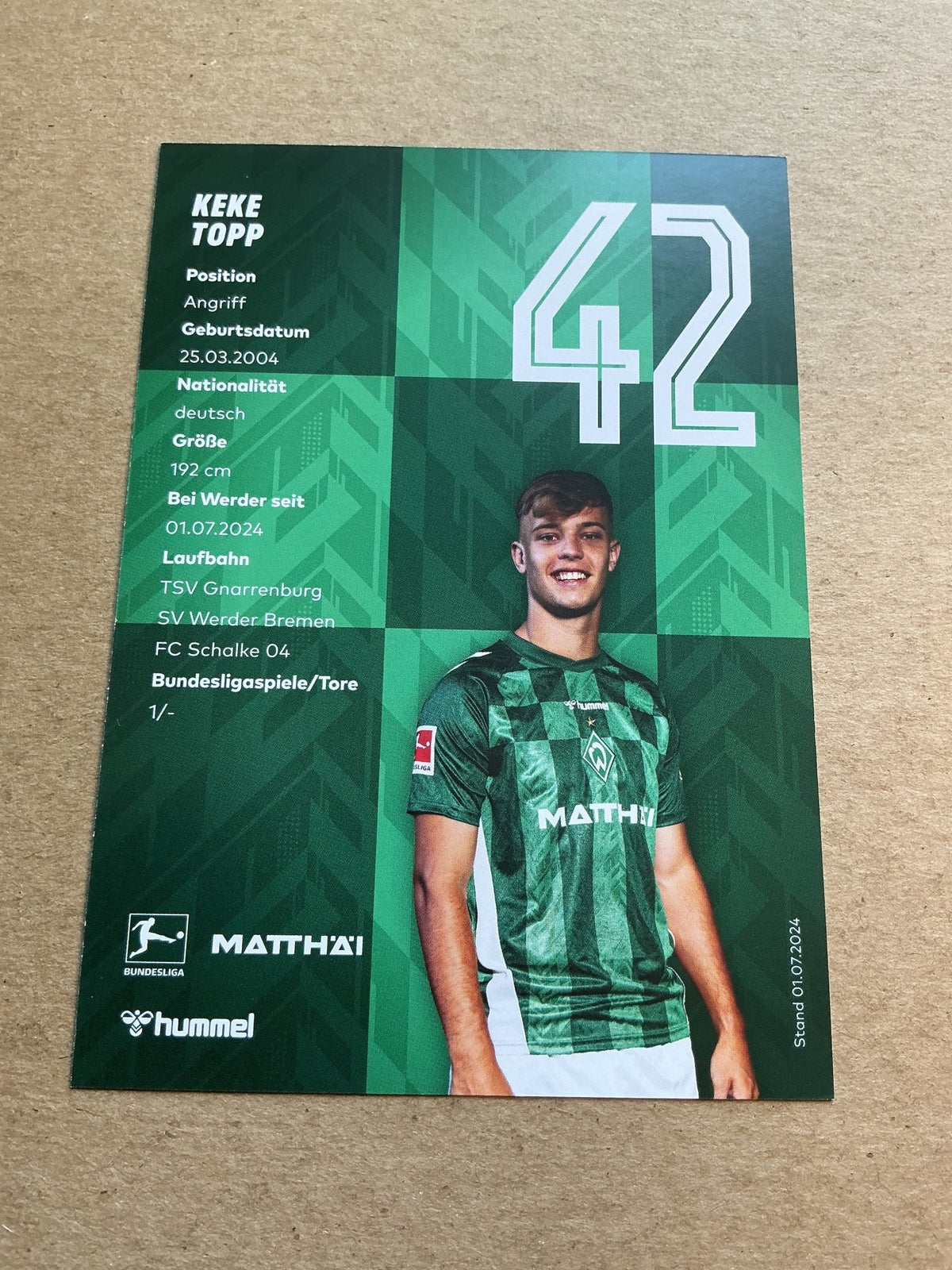 Keke Topp, Germany 🇩🇪 SV Werder Bremen 2024/25 hand signed - Autographs-World