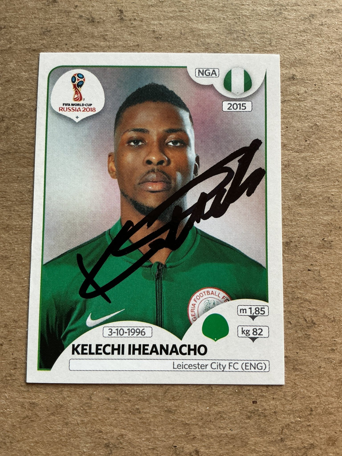 Kelechi Iheanacho, Nigeria 🇳🇬 FIFA World Cup 2018 Panini hand signed - Autographs-World