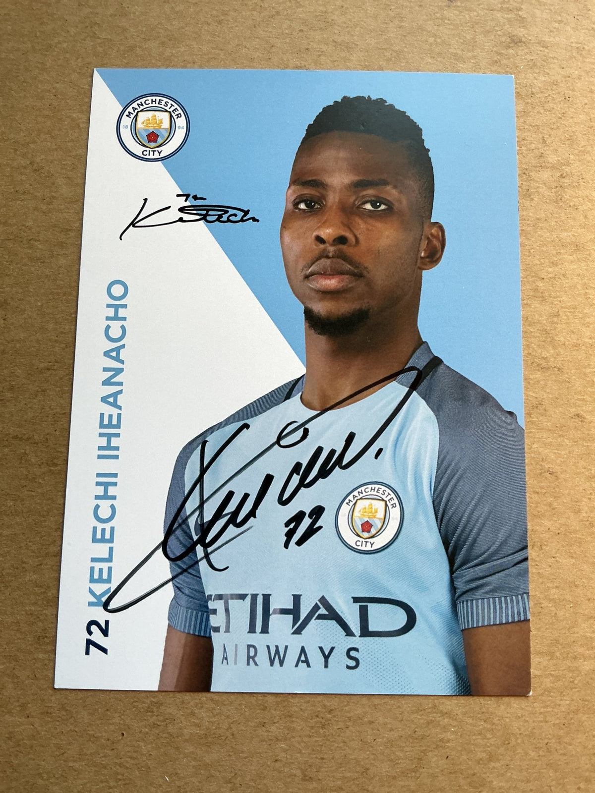 Kelechi Iheanacho, Nigeria 🇳🇬 Manchester City 2016/17 hand signed - Autographs-World