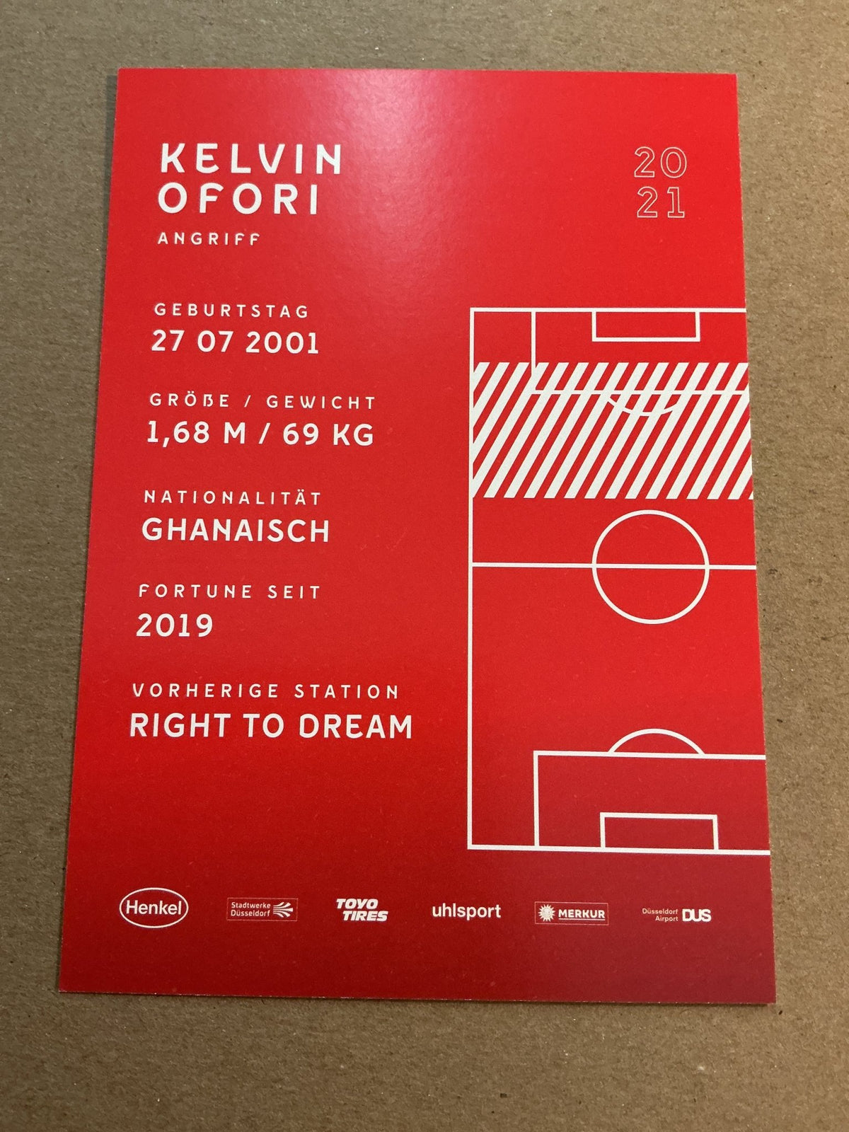 Kelvin Ofori, Ghana 🇬🇭 Fortuna Düsseldorf 2020/21 hand signed - Autographs-World