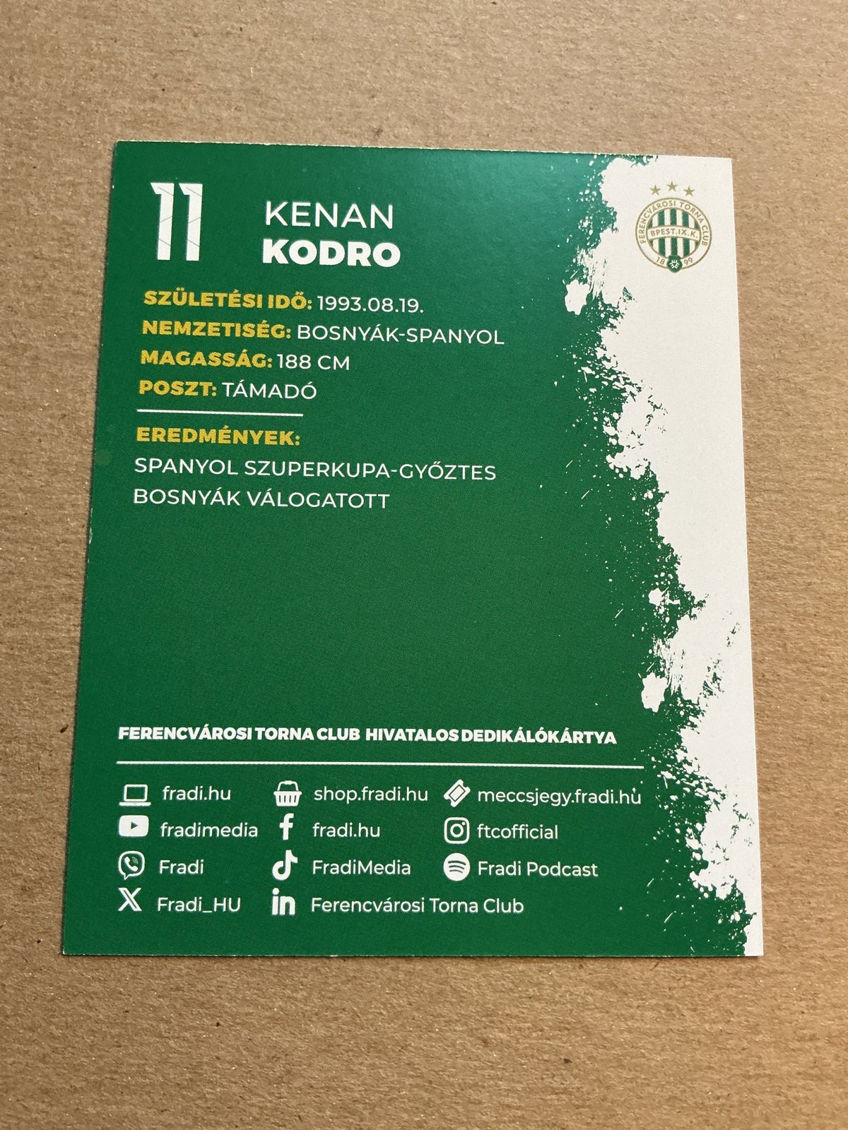 Kenan Kodro, Bosnia 🇧🇦 Ferencváros TC 2023/24 hand signed - Autographs-World