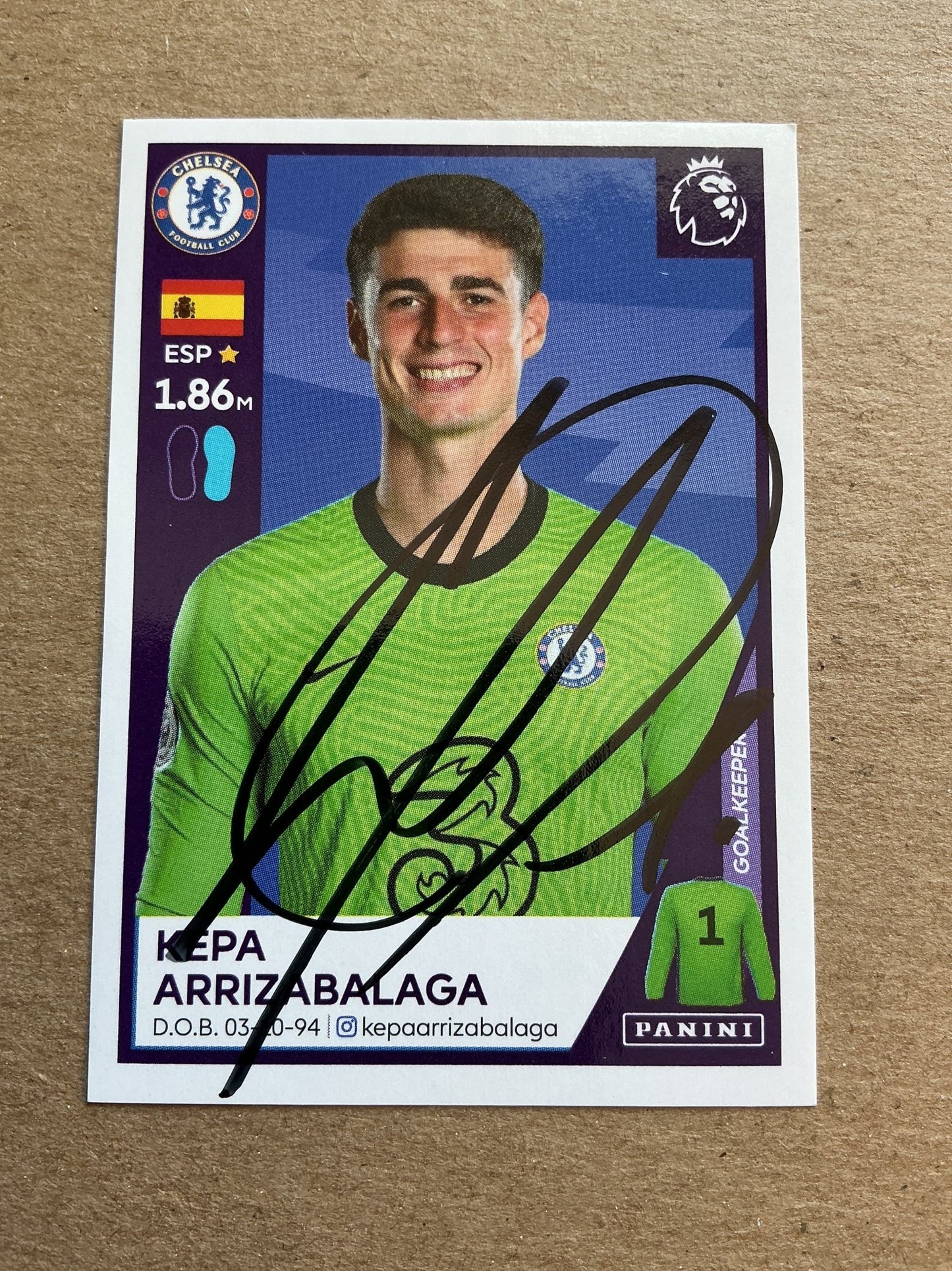 Kepa Arrizabalaga, Spain 🇪🇸 Chelsea FC 2021 Panini hand signed - Autographs-World