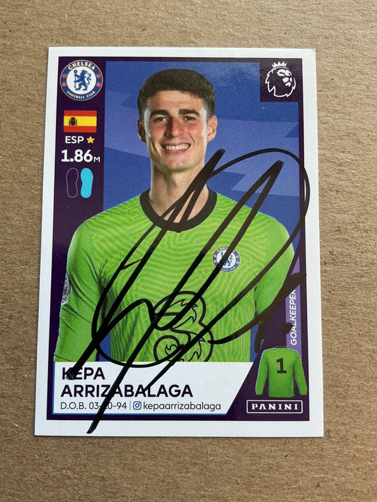 Kepa Arrizabalaga, Spain 🇪🇸 Chelsea FC 2021 Panini hand signed - Autographs-World