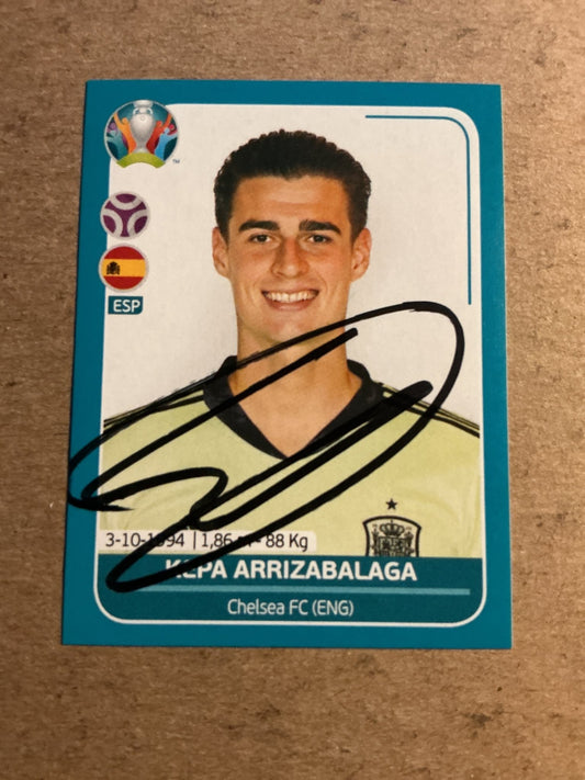 Kepa Arrizabalaga, Spain 🇪🇸 UEFA Euro 2020 Panini hand signed - Autographs-World