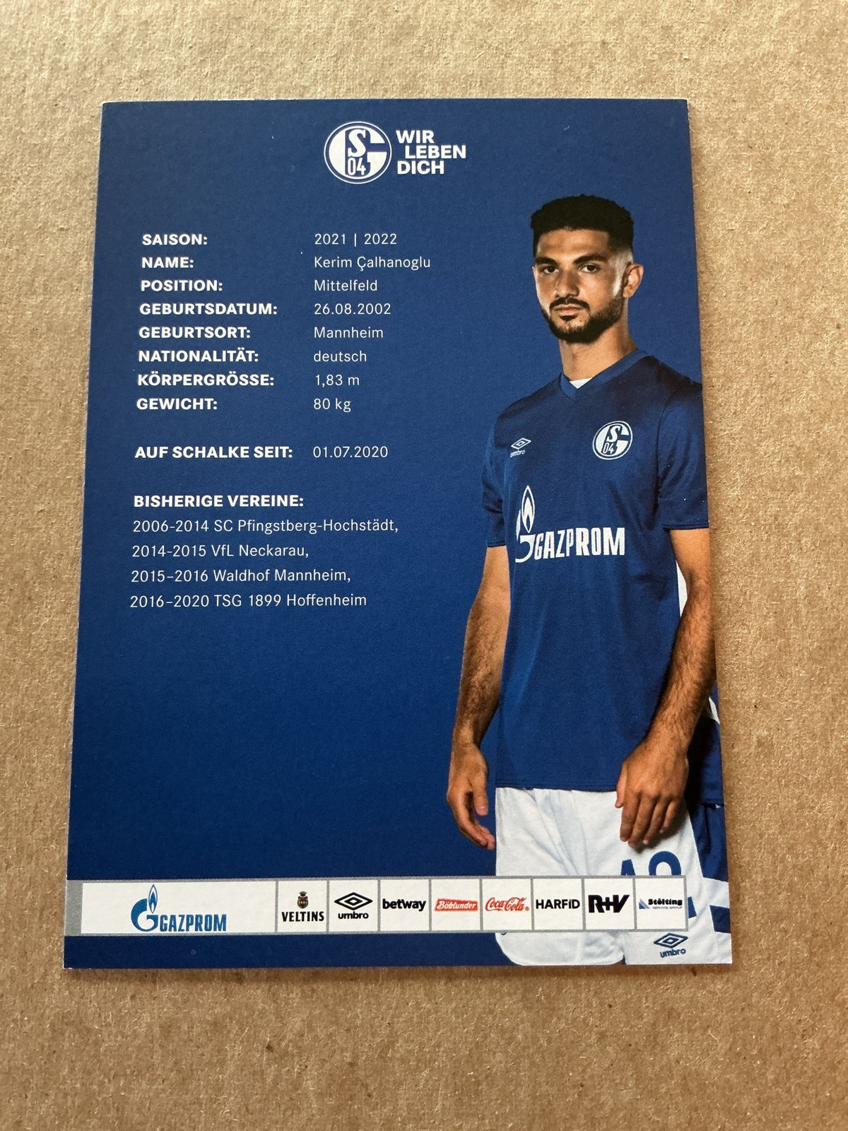 Kerim Çalhanoglu, Germany 🇩🇪 FC Schalke 04 2021/22 hand signed - Autographs-World