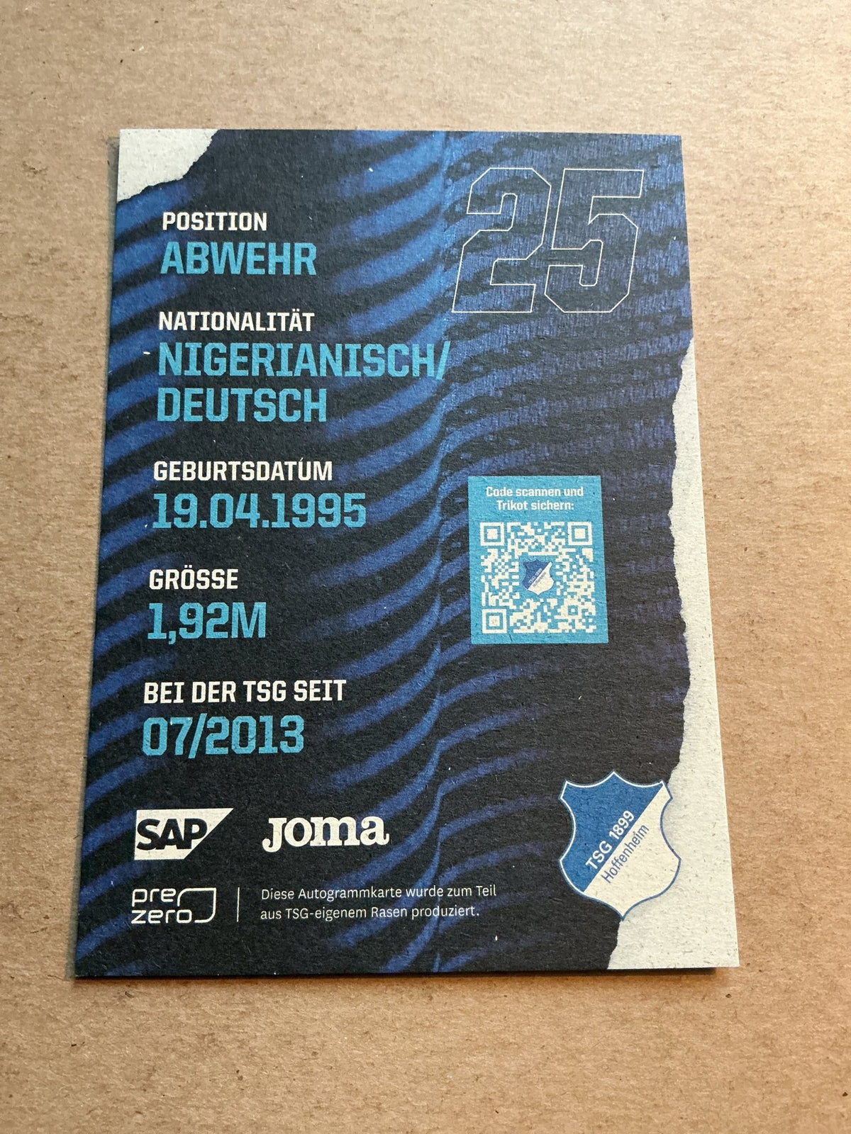 Kevin Akpoguma, Nigeria 🇳🇬 TSG 1899 Hoffenheim 2021/22 hand signed - Autographs-World