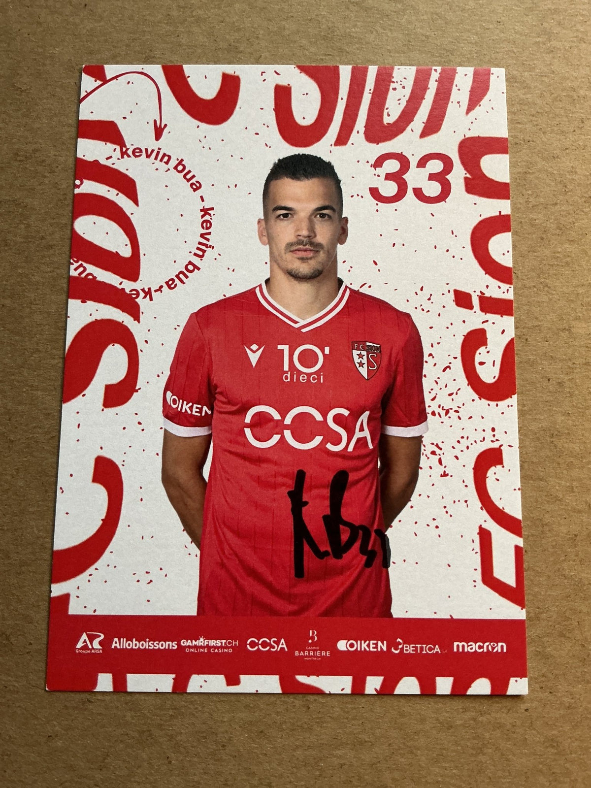 Kevin Bua, Switzerland 🇨🇭 FC Sion 2023/24 hand signed - Autographs-World