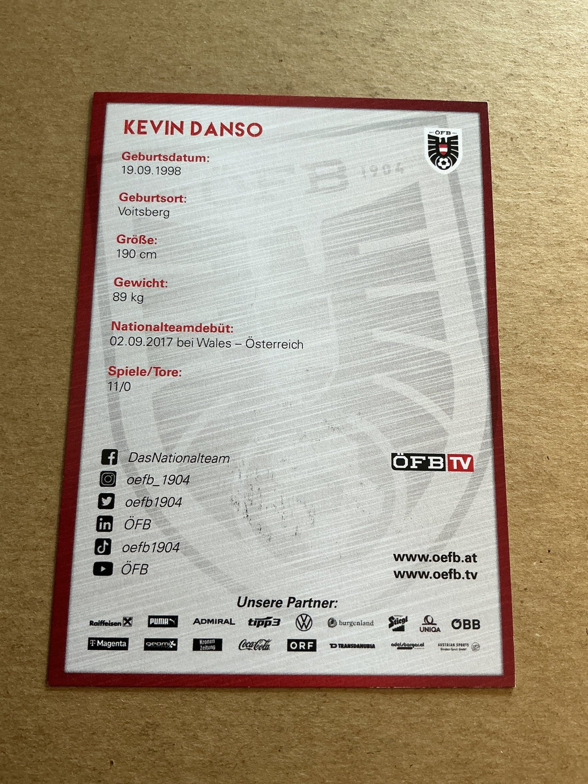 Kevin Danso, Austria 🇦🇹 2023 hand signed - Autographs-World