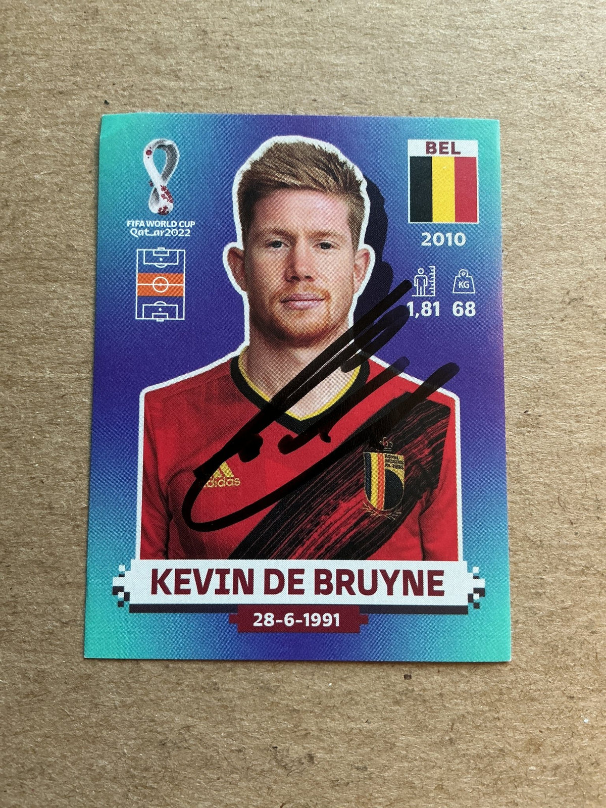 Kevin De Bruyne, Belgium 🇧🇪 FIFA World Cup 2022 Panini hand signed - Autographs-World