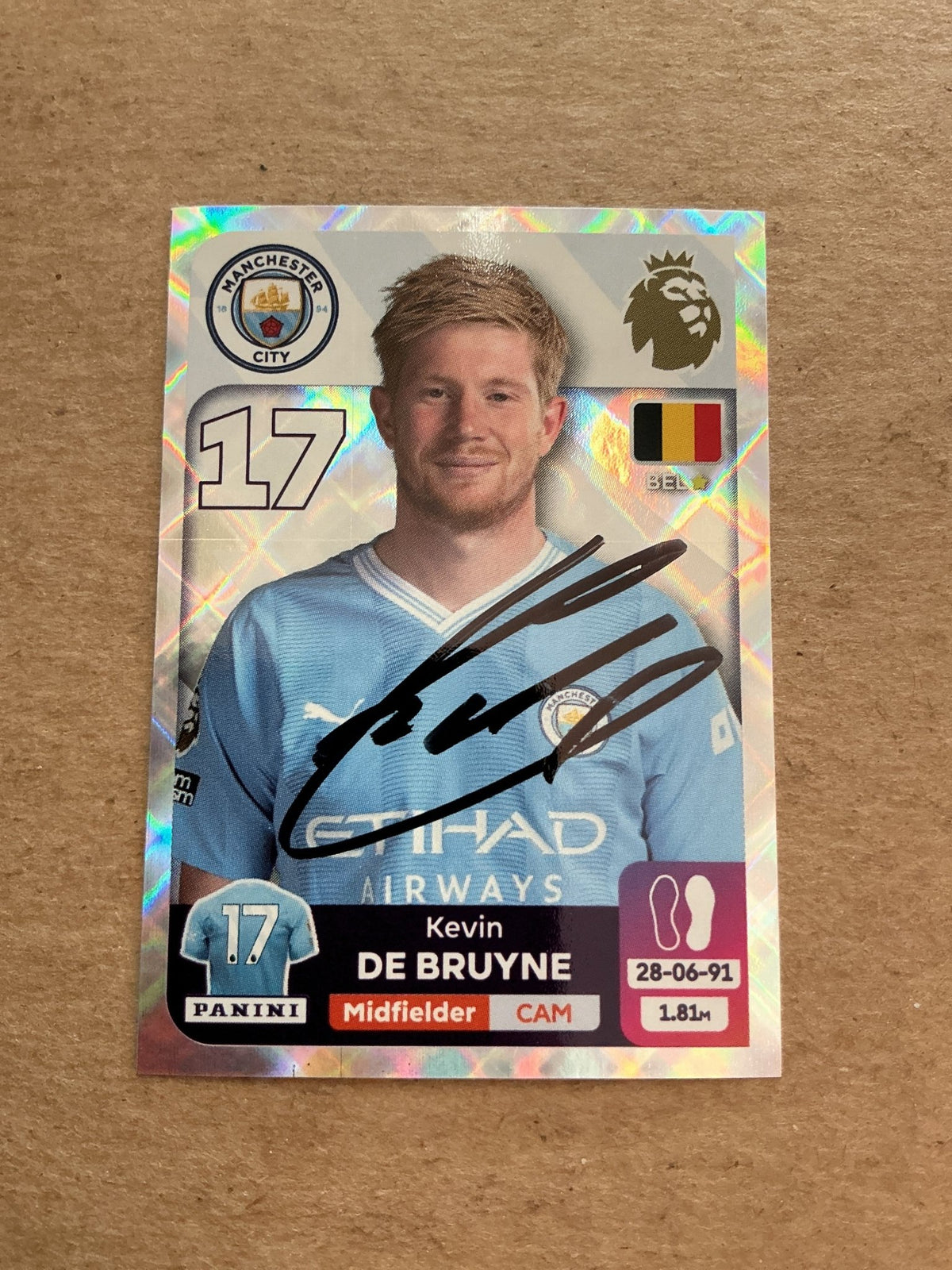 Kevin De Bruyne, Belgium 🇧🇪 Manchester City 2024 Panini hand signed - Autographs-World
