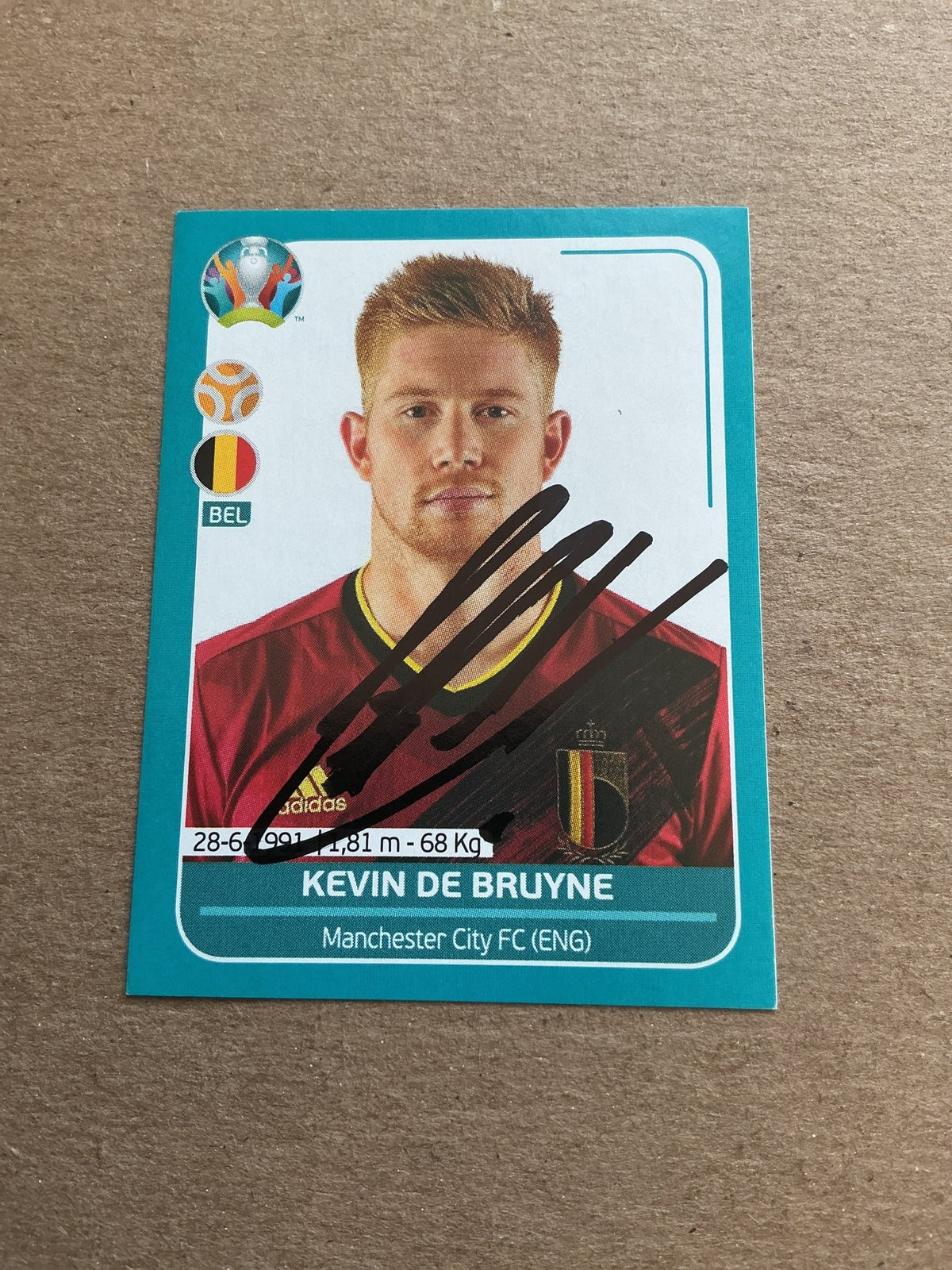 Kevin De Bruyne, Belgium 🇧🇪 UEFA Euro 2020 Panini hand signed - Autographs-World