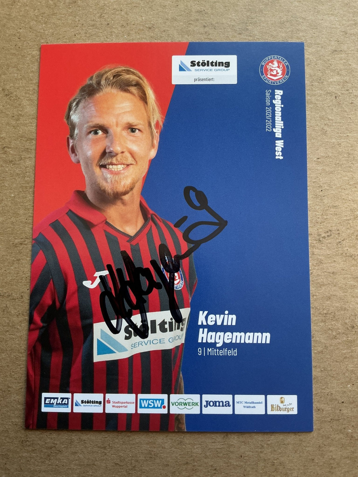 Kevin Hagemann, Germany 🇩🇪 Wuppertaler SV 2021/22 hand signed - Autographs-World