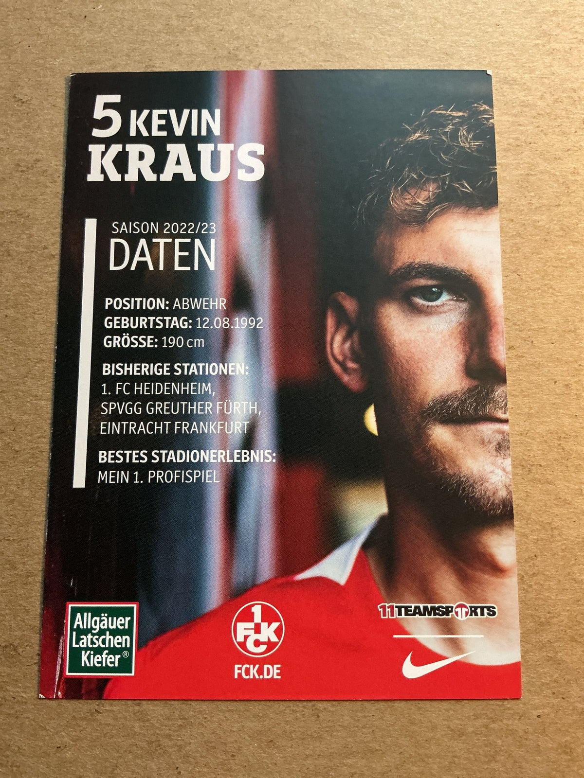 Kevin Kraus, Germany 🇩🇪 1.FC Kaiserslautern 2022/23 hand signed - Autographs-World