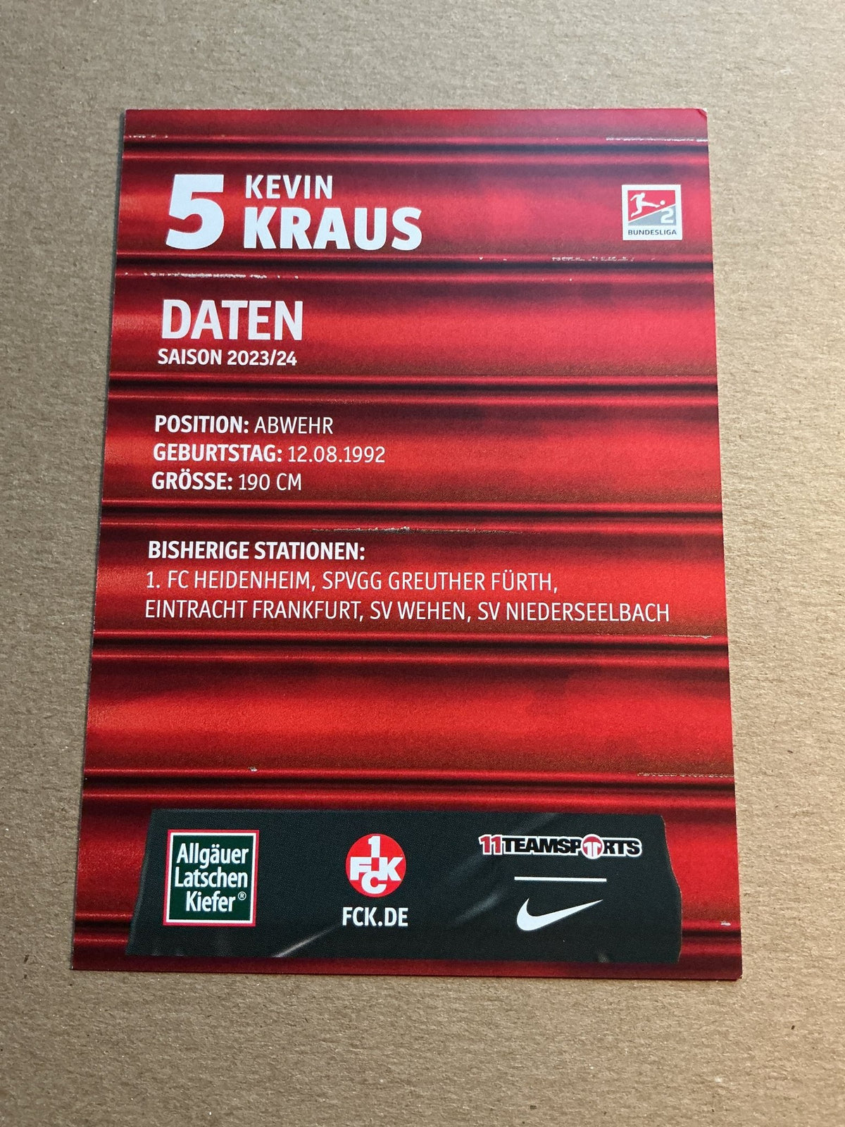 Kevin Kraus, Germany 🇩🇪 1.FC Kaiserslautern 2023/24 hand signed - Autographs-World